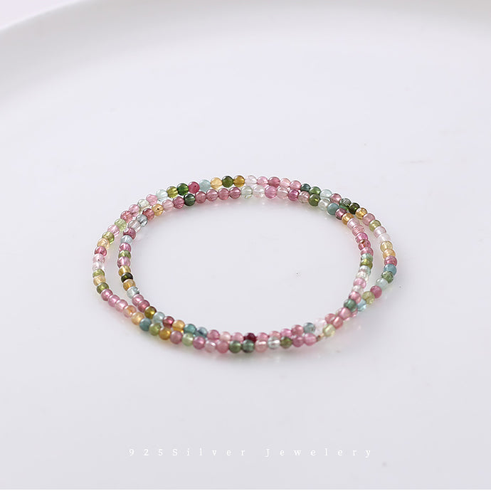 Radiance Flow Double-Strand Tourmaline Bracelet – Multicolor Crystal for Popularity & Personal Growth