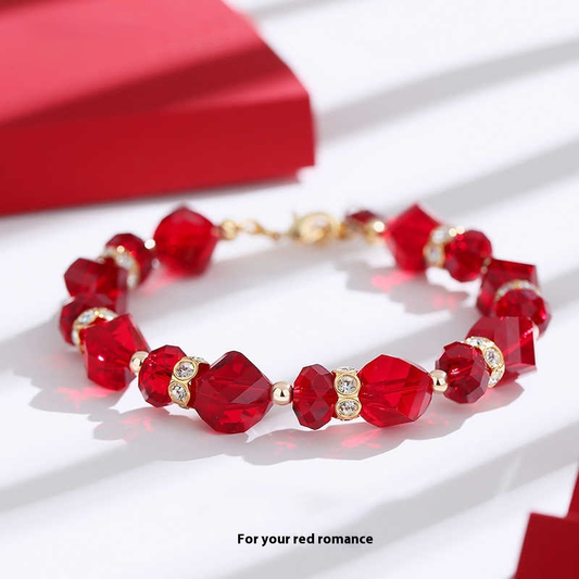 Sparkling Love  Austrian Crystal Bracelet Red | Clear | Champagne Gold