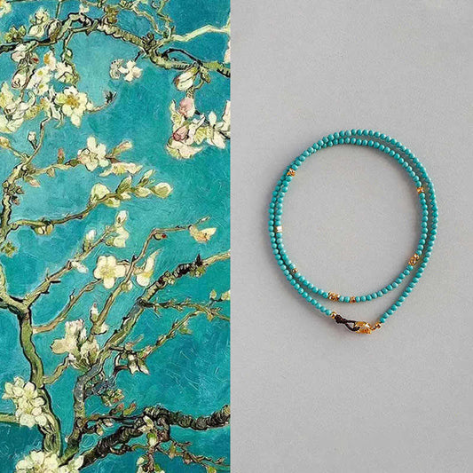 Turquoise Beaded Necklace & Bracelet | Handmade Minimalist Gold Jewelry