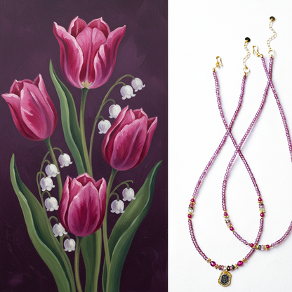 Imperial Tourmaline Blessing Necklace – Double-Strand 14K Gold-Plated Amulet Design for Wealth and Charm