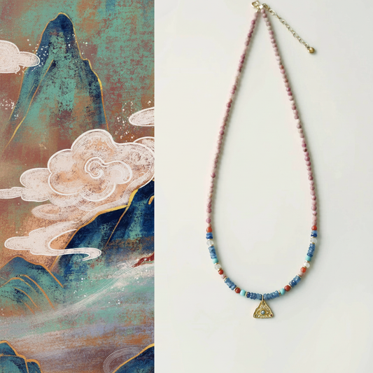 Celestial Triangle Amulet Beaded Necklace & Bracelet Set – Two-Way Wear for Balance & Protection
