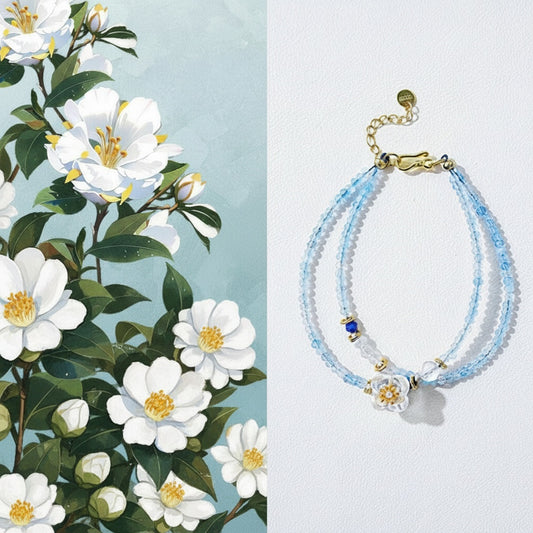 Bracelet with floral design on a light blue background