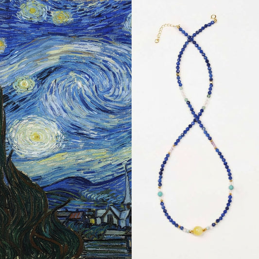 Starry Night Lapis Lazuli Convertible Necklace & Wrap Bracelet – Yellow Agate & Amazonite Energy Jewelry