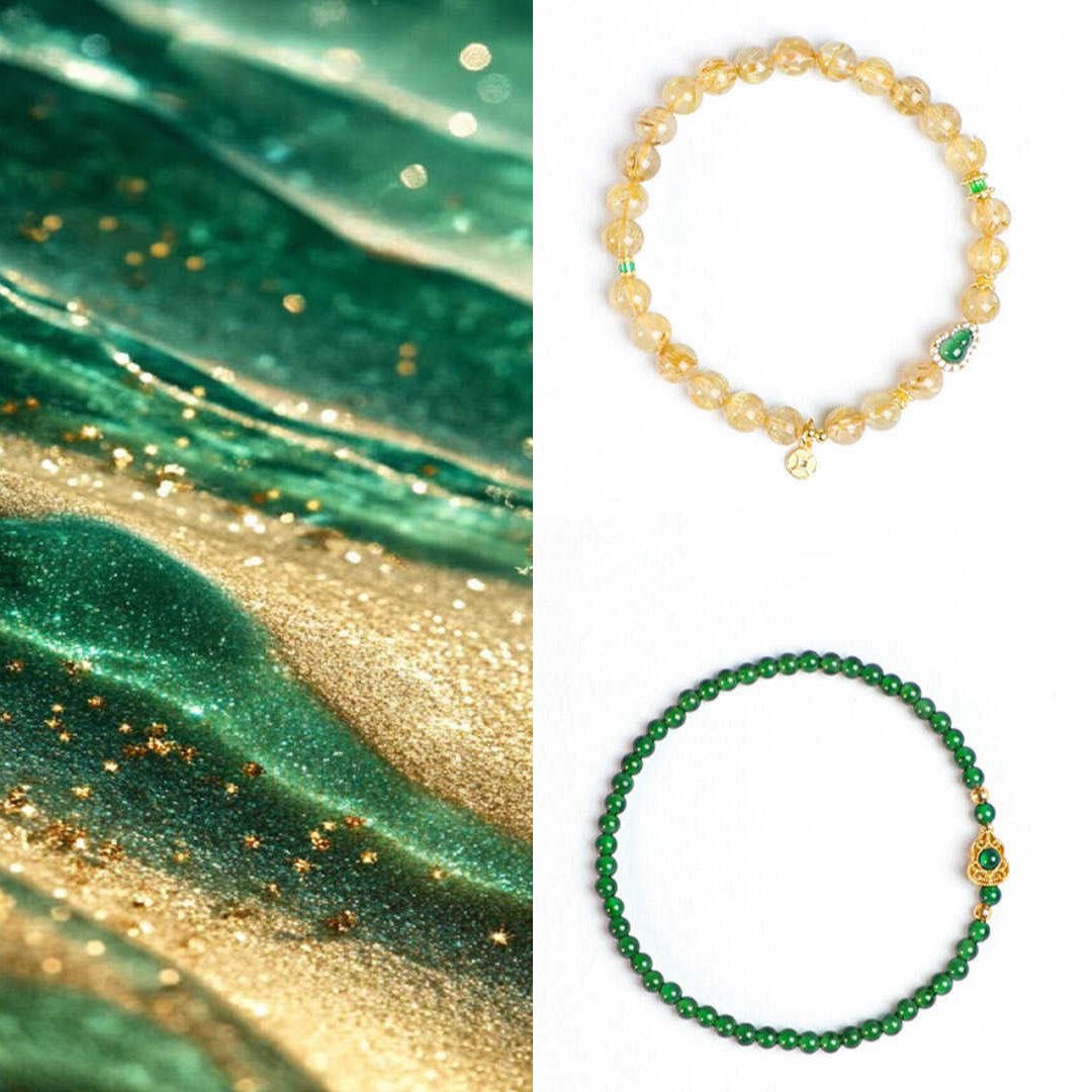 Golden Abundance Jade & Citrine Bracelet Set – Wealth Attraction, Protection & Harmony Energy
