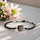 Black Crystal Cat Head Bracelet – Adjustable Protective Charm