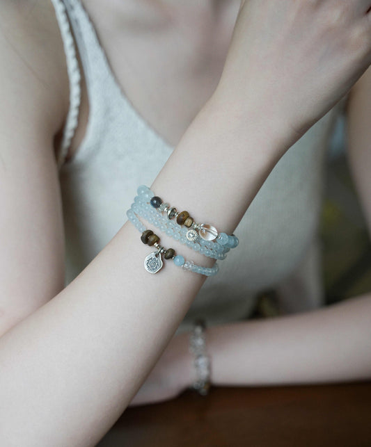 Ocean Whisper Aquamarine & Wood Crystal Wrap – Bracelet & Necklace 2-in-1