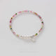 Rainbow Tourmaline & Freshwater Pearl Bracelet with 925 Silver Char