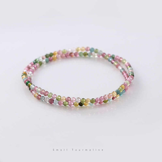 Radiance Flow Double-Strand Tourmaline Bracelet – Multicolor Crystal for Popularity & Personal Growth