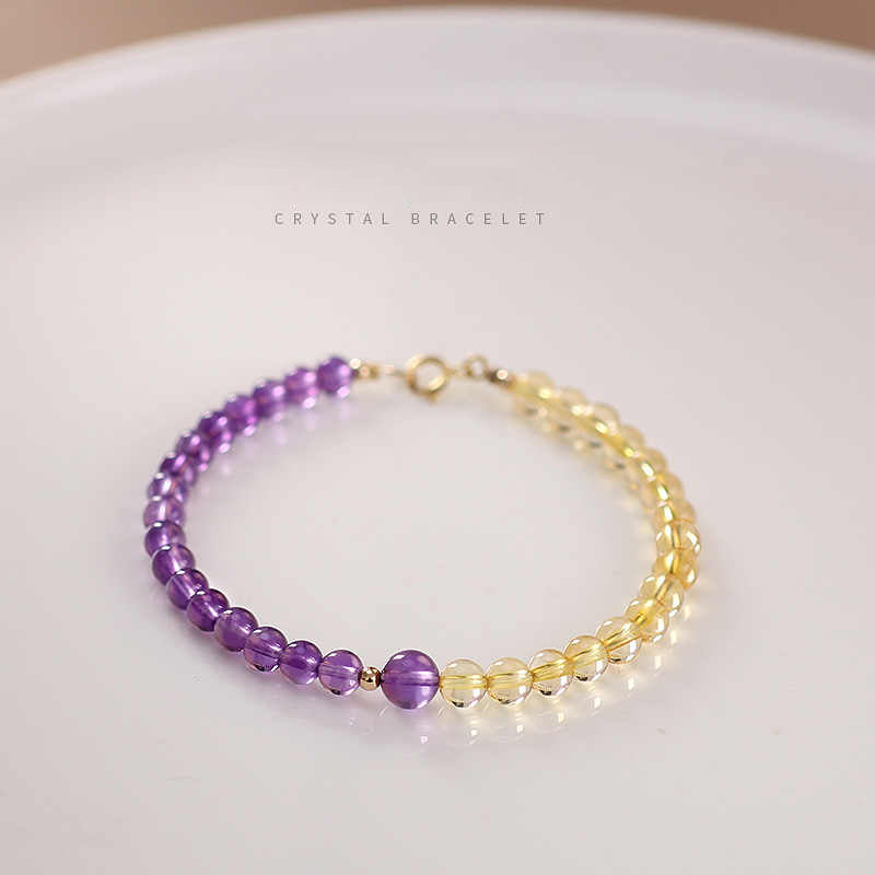 Golden Citrine & Amethyst Energy Balance Crystal Bracelet
