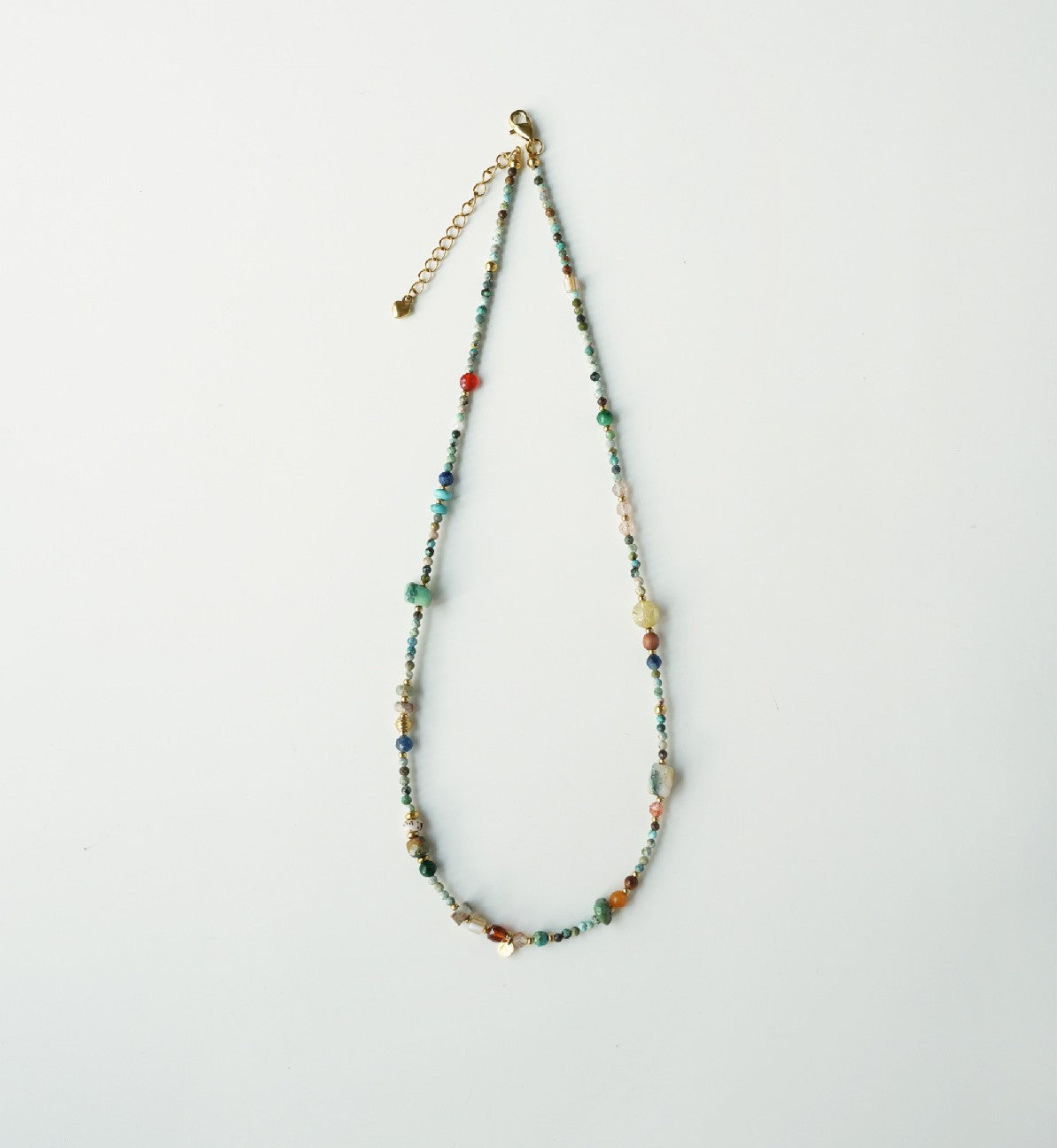 Artisan Nature Harmony Gemstone Necklace & Bracelet Set – Multicolor Healing Crystals with Gold Accents