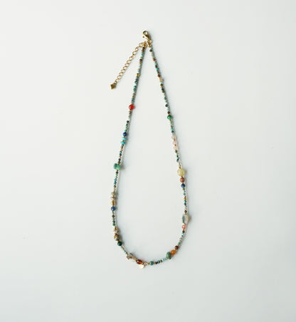 Artisan Nature Harmony Gemstone Necklace & Bracelet Set – Multicolor Healing Crystals with Gold Accents