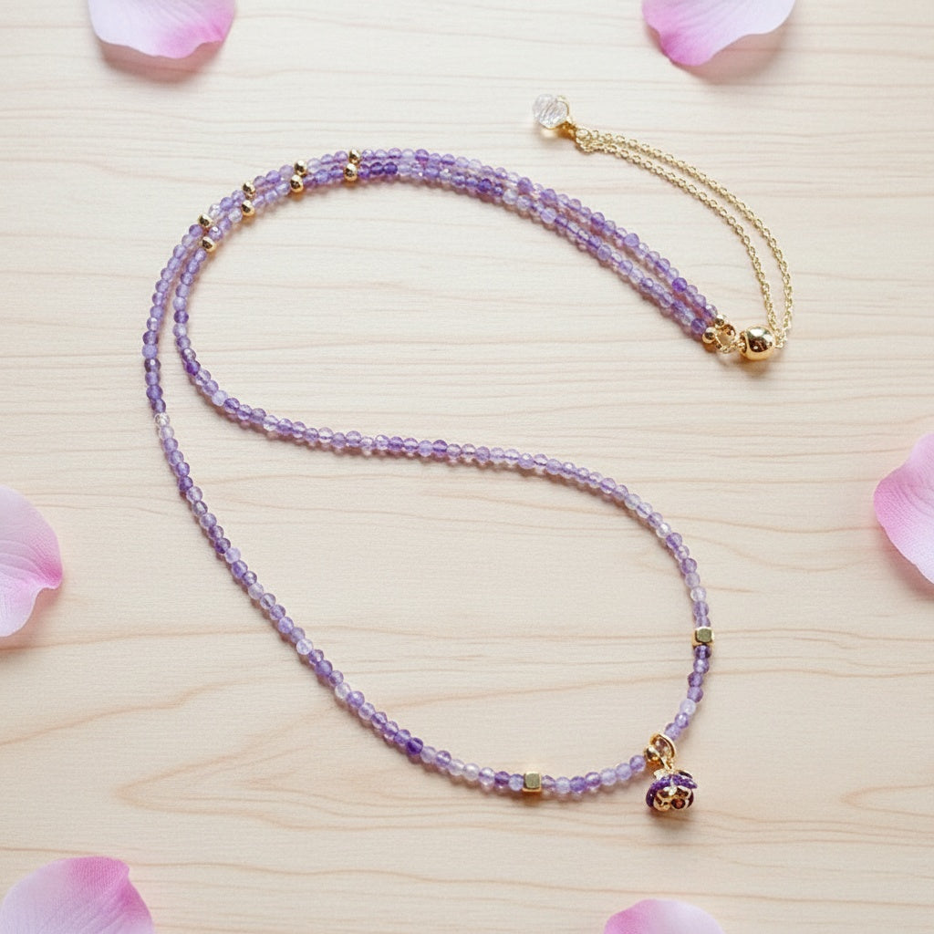 Amethyst Blossom Multi-Wrap Bracelet & Necklace – Calm, Focus & Elegance