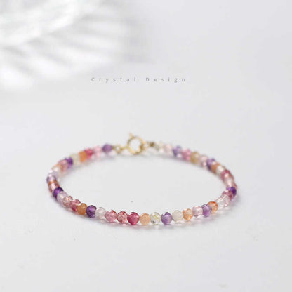 Multicolored beaded bracelet on a light background