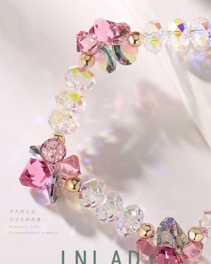 Pink Rose Clear Sparkling Austria Crystal Bracelet