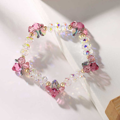 Pink Rose Clear Sparkling Austria Crystal Bracelet