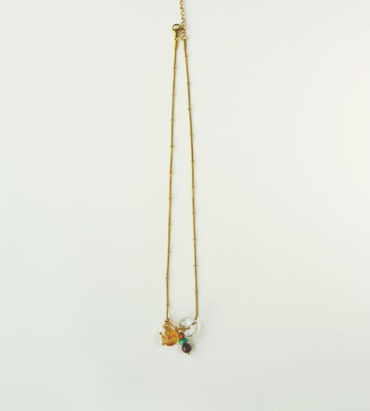 Artisan Nature Harmony Gemstone Necklace & Bracelet Set – Multicolor Healing Crystals with Gold Accents