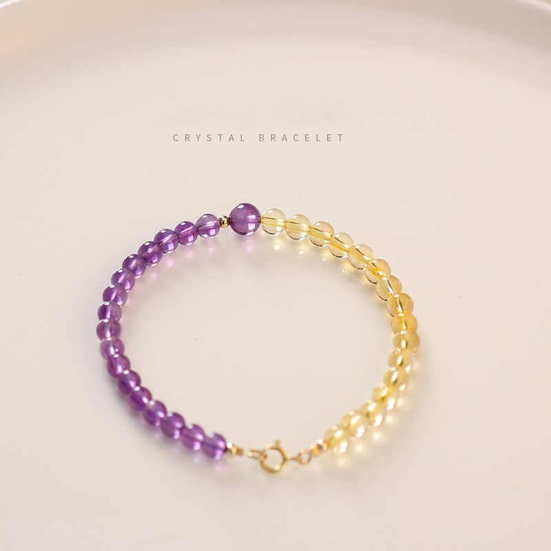 Golden Citrine & Amethyst Energy Balance Crystal Bracelet