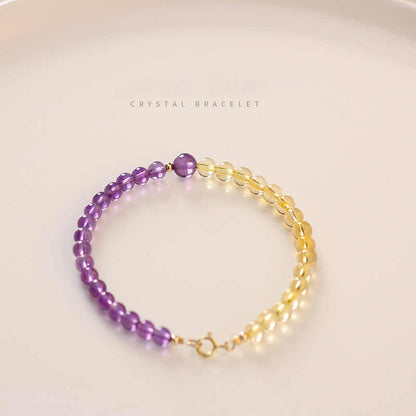 Golden Citrine & Amethyst Energy Balance Crystal Bracelet