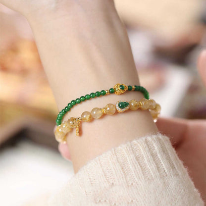 Golden Abundance Jade & Citrine Bracelet Set – Wealth Attraction, Protection & Harmony Energy