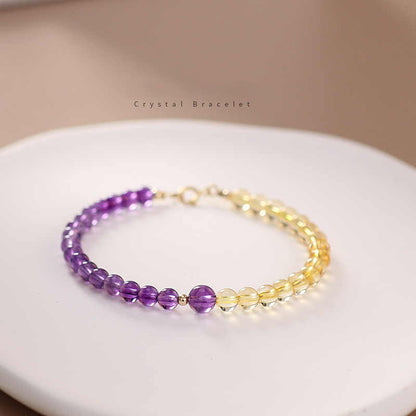 Golden Citrine & Amethyst Energy Balance Crystal Bracelet