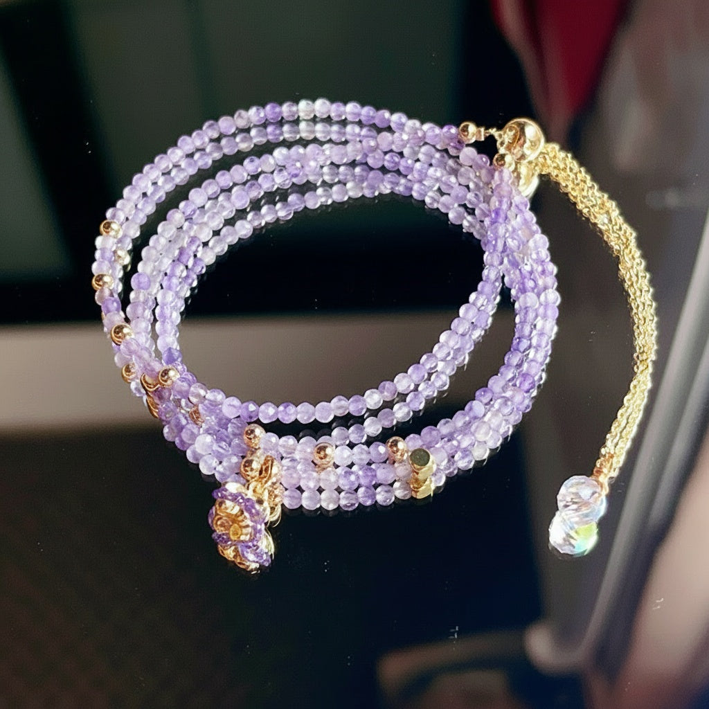 Amethyst Blossom Multi-Wrap Bracelet & Necklace – Calm, Focus & Elegance