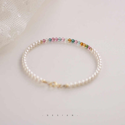 Multicolor Tourmaline & Freshwater Pearl Beaded Bracelet – Radiance & Romance Design