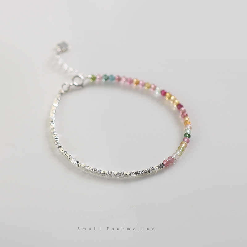 925 Silver & Multicolor Tourmaline Heart Charm Bracelet – Protection & Energy Balance