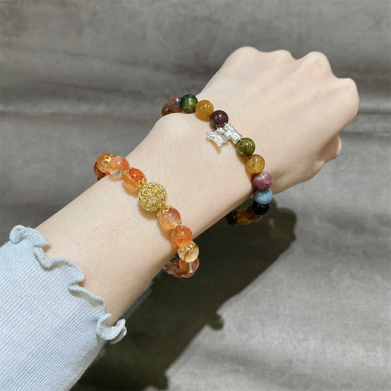 Prosperity Koi Red Rutilated Quartz Bracelet with Golden Sphere
