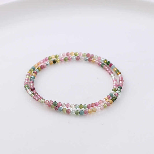 Radiance Flow Double-Strand Tourmaline Bracelet – Multicolor Crystal for Popularity & Personal Growth