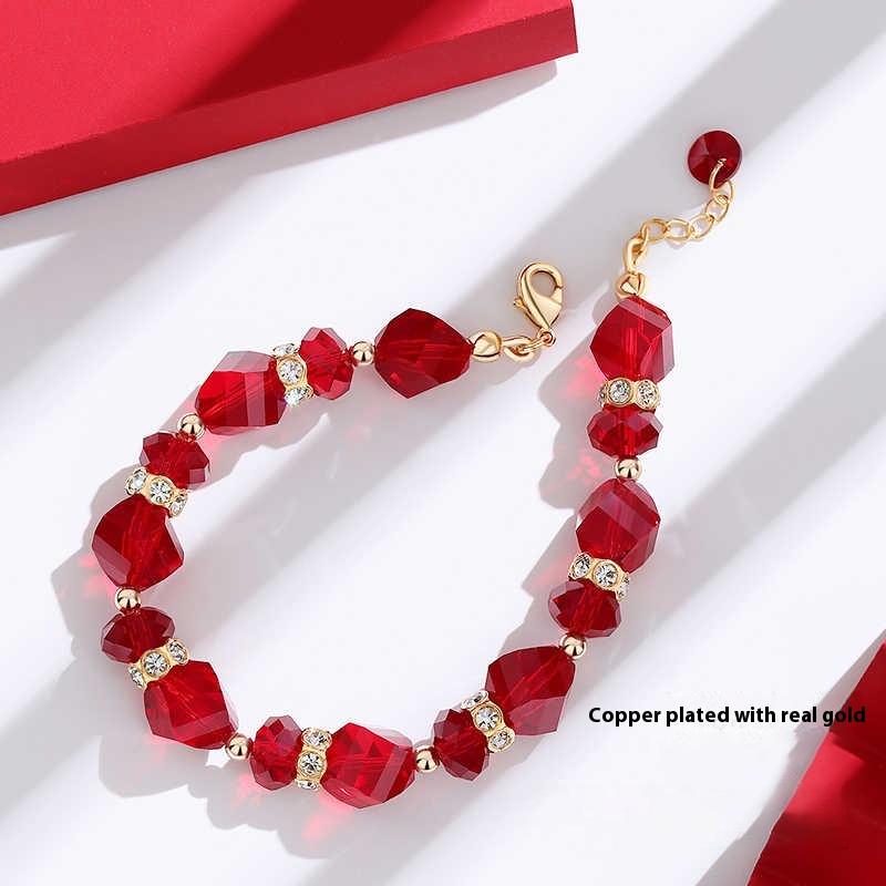 Sparkling Love  Austrian Crystal Bracelet Red | Clear | Champagne Gold