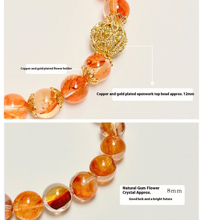Prosperity Koi Red Rutilated Quartz Bracelet with Golden Sphere