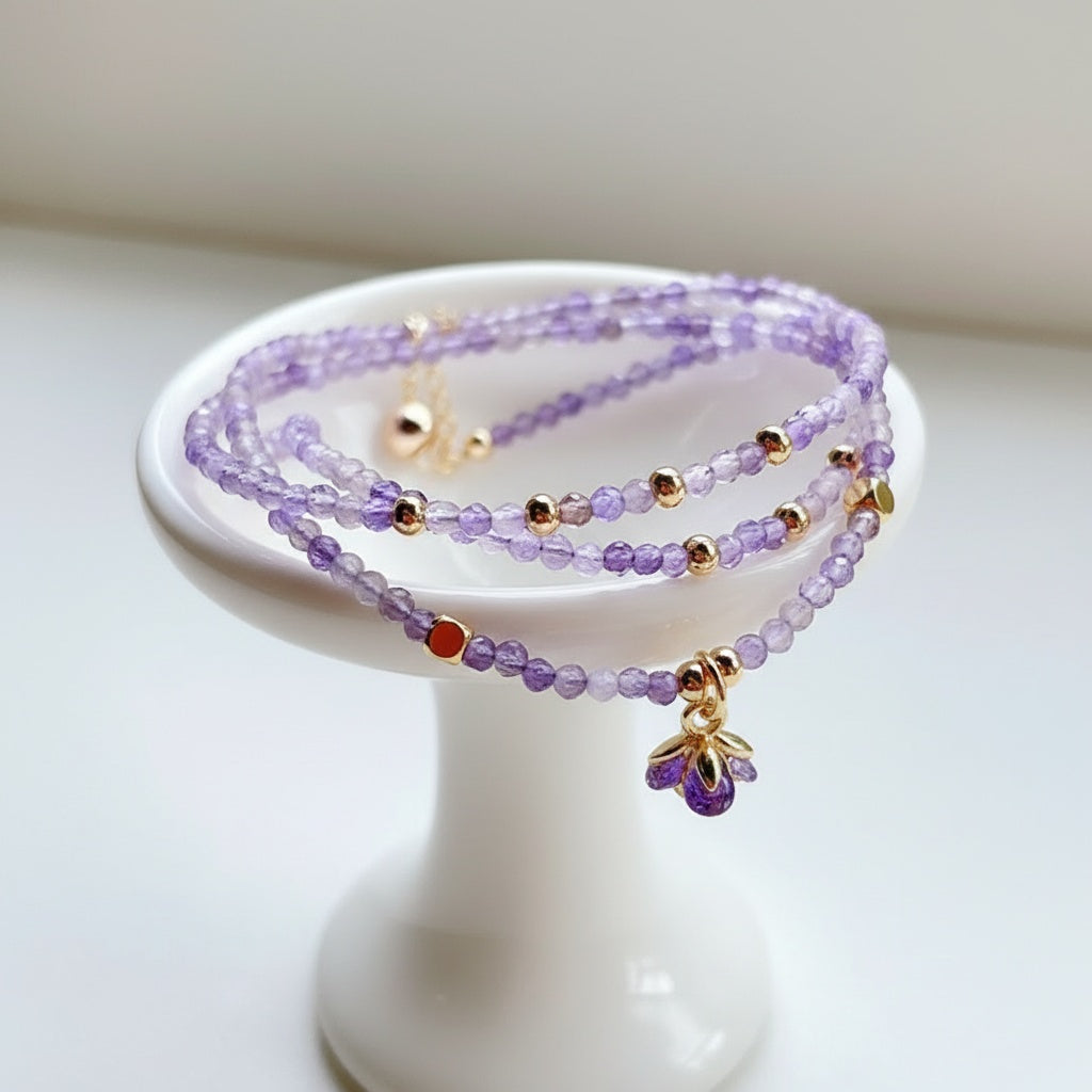 Amethyst Blossom Multi-Wrap Bracelet & Necklace – Calm, Focus & Elegance