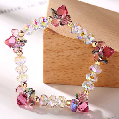 Pink Rose Clear Sparkling Austria Crystal Bracelet