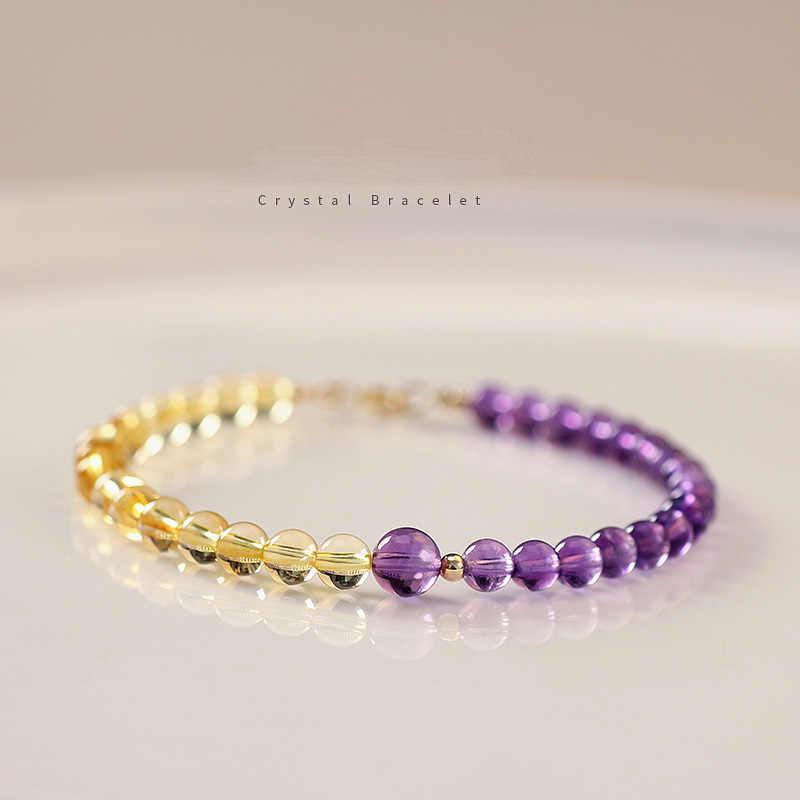 Golden Citrine & Amethyst Energy Balance Crystal Bracelet