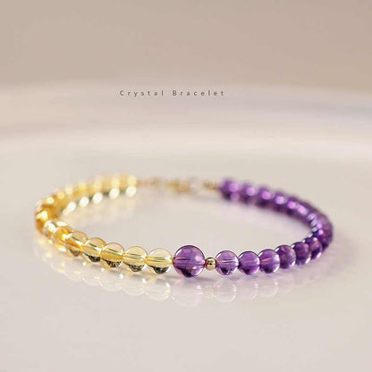 Golden Citrine & Amethyst Energy Balance Crystal Bracelet