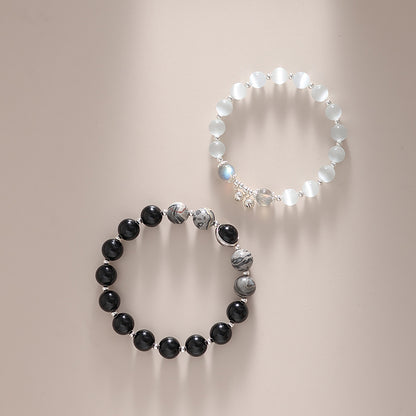 Twin Souls Bracelet Set – Black Onyx & Moonstone Couple Bracelets for Love and Spiritual Bond