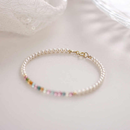 Multicolor Tourmaline & Freshwater Pearl Beaded Bracelet – Radiance & Romance Design