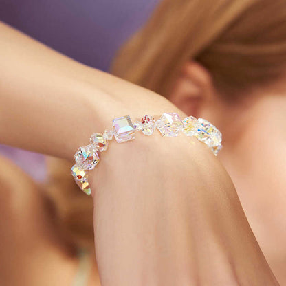 Cubic Cut 6-Color Crystal Bracelet with Zodiac Series Compatible