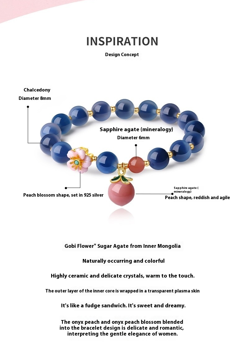 Peach Blossom Romance South Red Agate Bracelet
