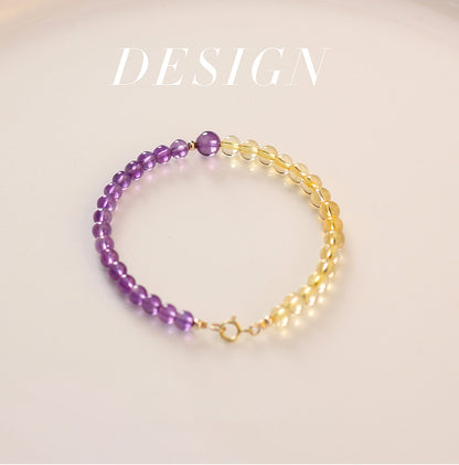 Golden Citrine & Amethyst Energy Balance Crystal Bracelet