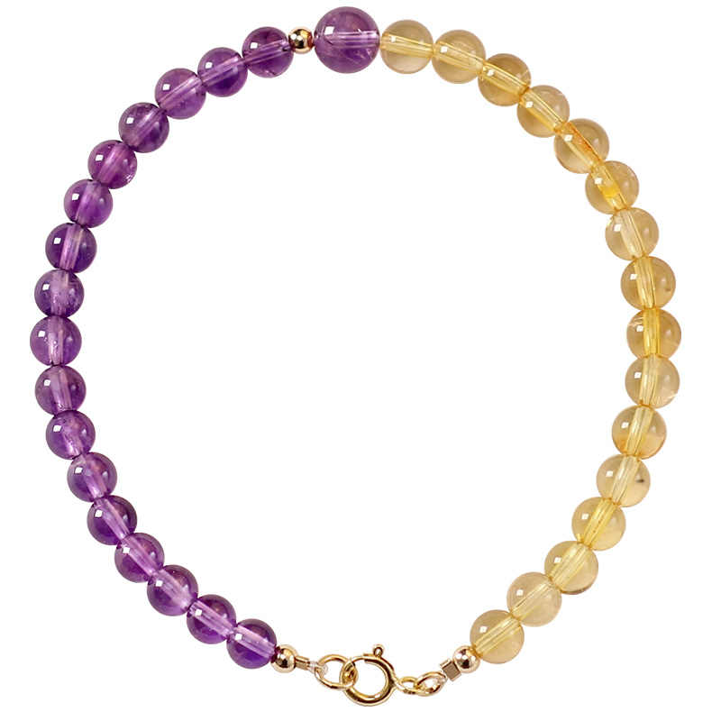 Golden Citrine & Amethyst Energy Balance Crystal Bracelet