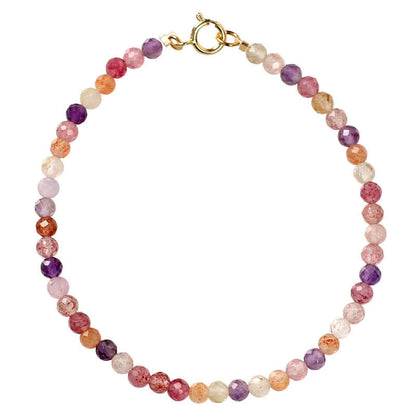 Multicolored beaded bracelet on a white background