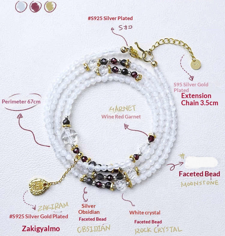 Bracelet with detailed specifications on a white background