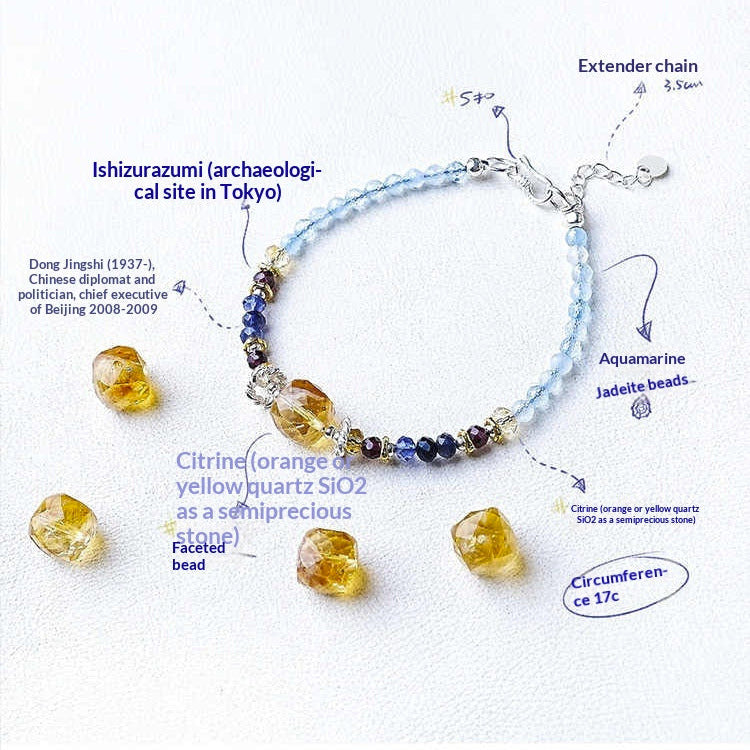 Citrine & Aquamarine Beaded Bracelet – Handmade Crystal Jewelry for Positivity, Creativity & Calm