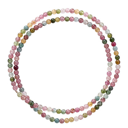 Radiance Flow Double-Strand Tourmaline Bracelet – Multicolor Crystal for Popularity & Personal Growth