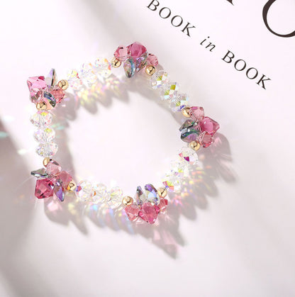 Pink Rose Clear Sparkling Austria Crystal Bracelet