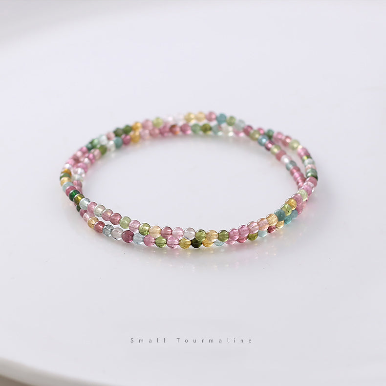 Radiance Flow Double-Strand Tourmaline Bracelet – Multicolor Crystal for Popularity & Personal Growth