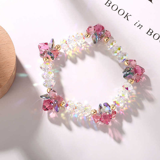 Pink Rose Clear Sparkling Austria Crystal Bracelet