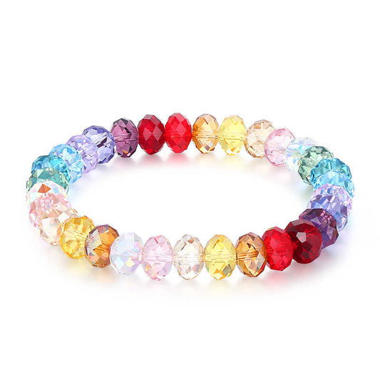 Rainbow Sparkle Multi-Faceted Austrian Crystal Bracelet – Personalized Engraving Available