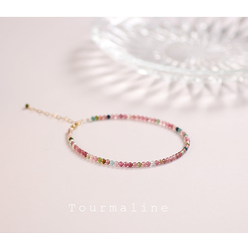 Small Faceted Tourmaline Bracelet – Natural Multicolor Healing Crystals for Love & Charm